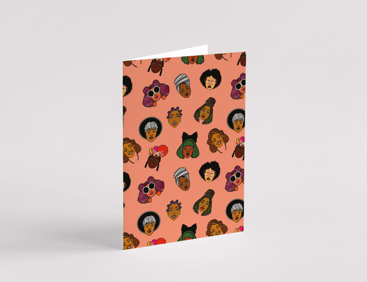 Black Hair Magic Pattern Card - Coral
