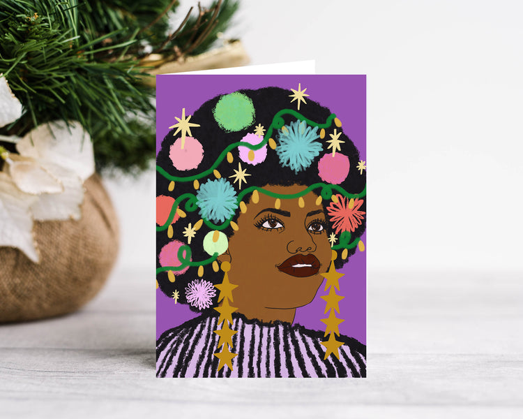 Festive Fro Holiday Card