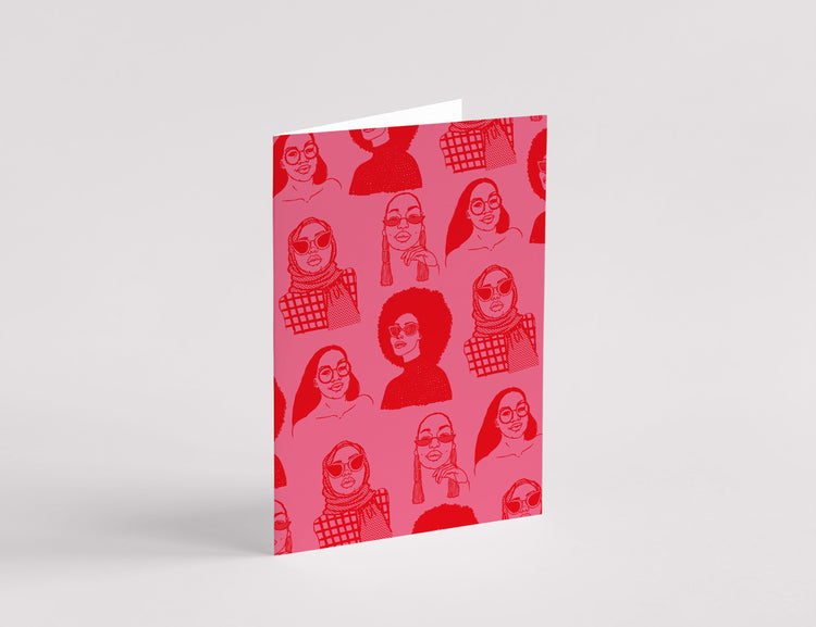 Black Hair Magic Repeat Pattern Greeting Card