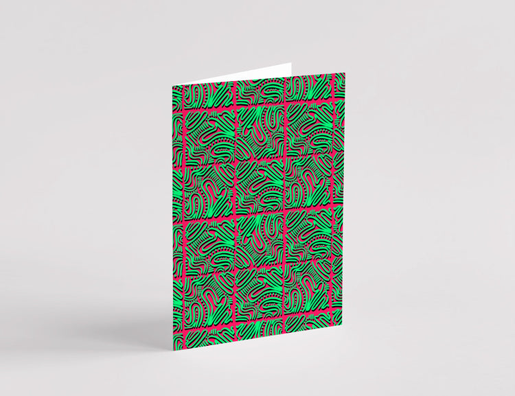 Pathfinder Pattern Greeting Card - Green & Red