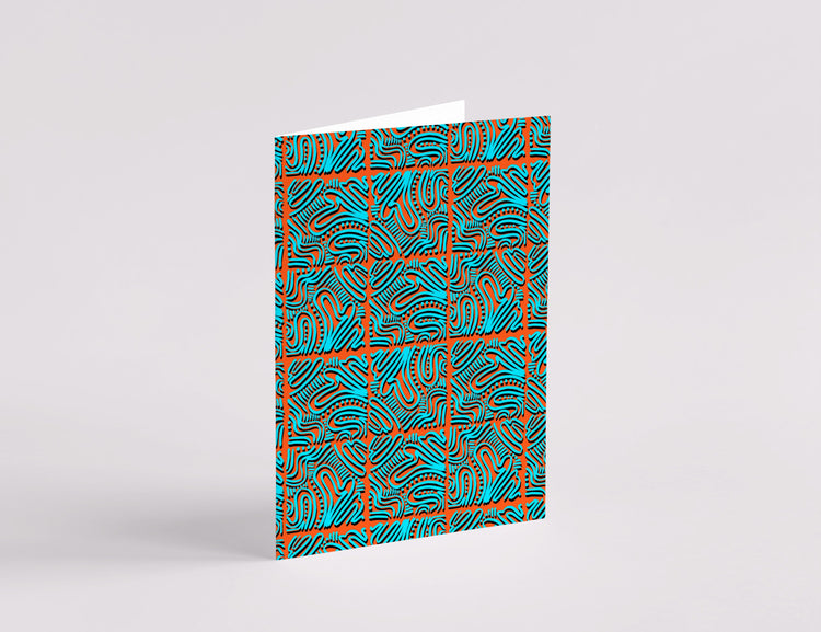 Pathfinder Pattern Greeting Card - Orange & Blue