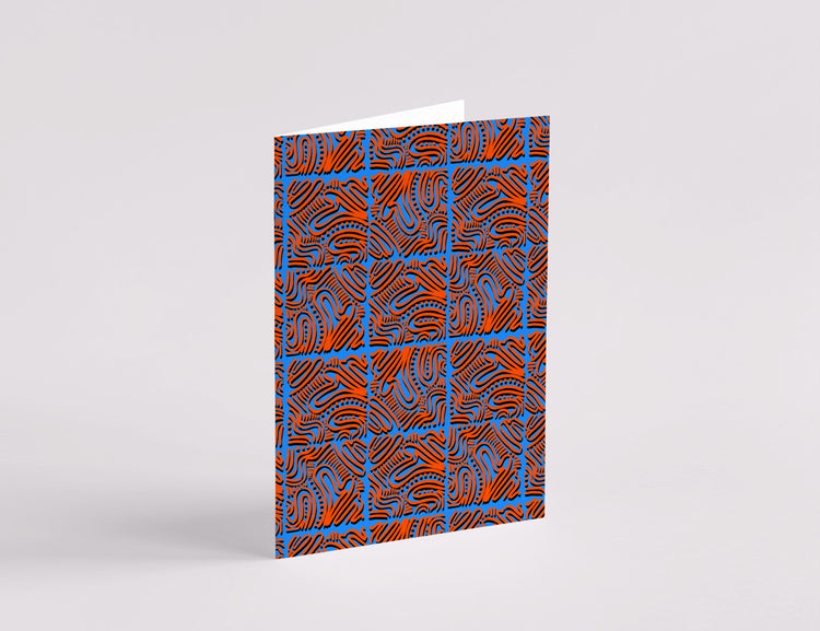 Pathfinder Pattern Greeting Card - Red & Blue