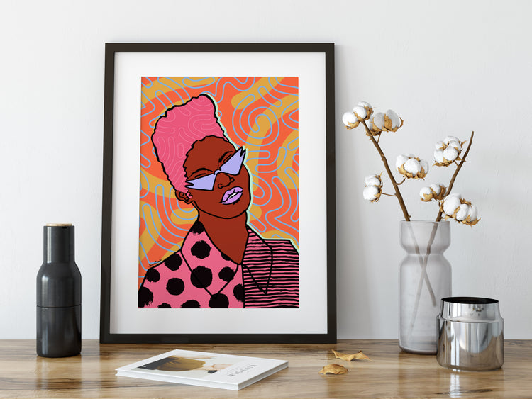 Roxanne Art Print - Orange Pattern Colourway