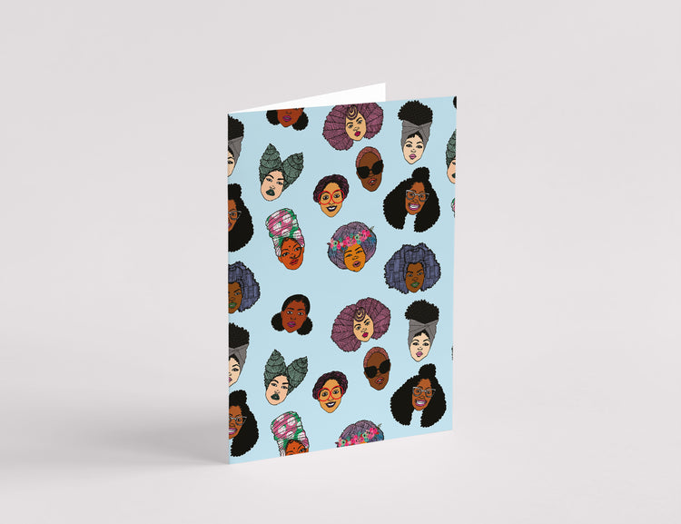 Black Hair Magic Pattern Card - Blue