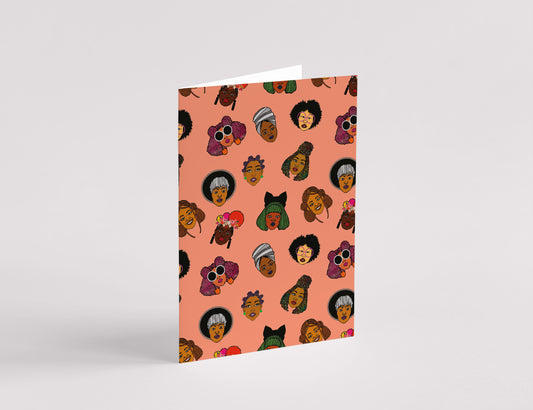 Black Hair Magic Pattern Card - Coral