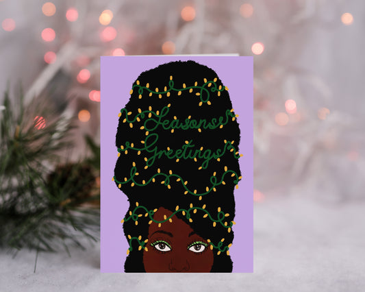 Festive Beehive Fro Holiday Card