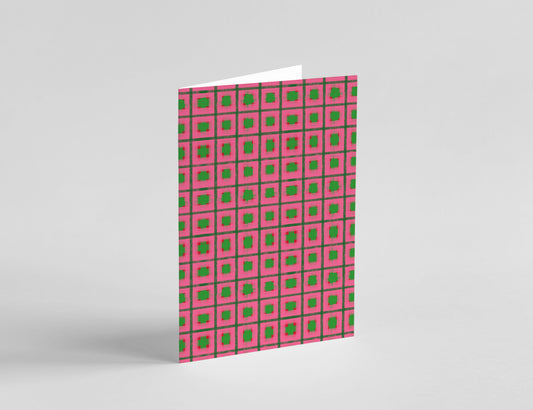 Pink Check Pattern Greeting Card