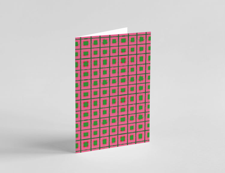 Pink Check Pattern Greeting Card
