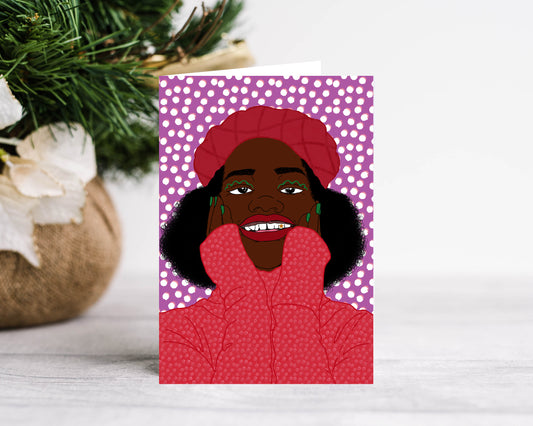 Cutie in a Red Beret Christmas Card