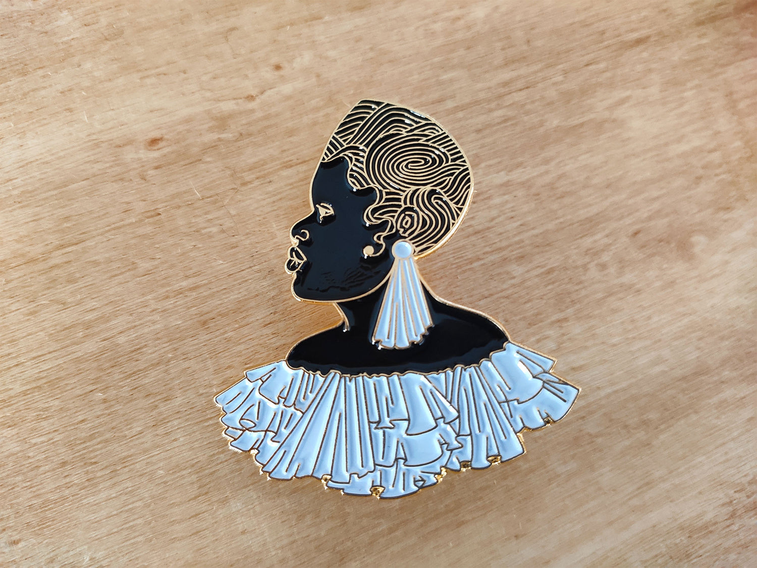 black and white black art enamel pin by dorcascreates