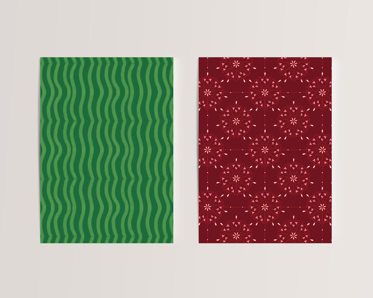 Festive Pattern Card Set - Set of 5 or 10 cards