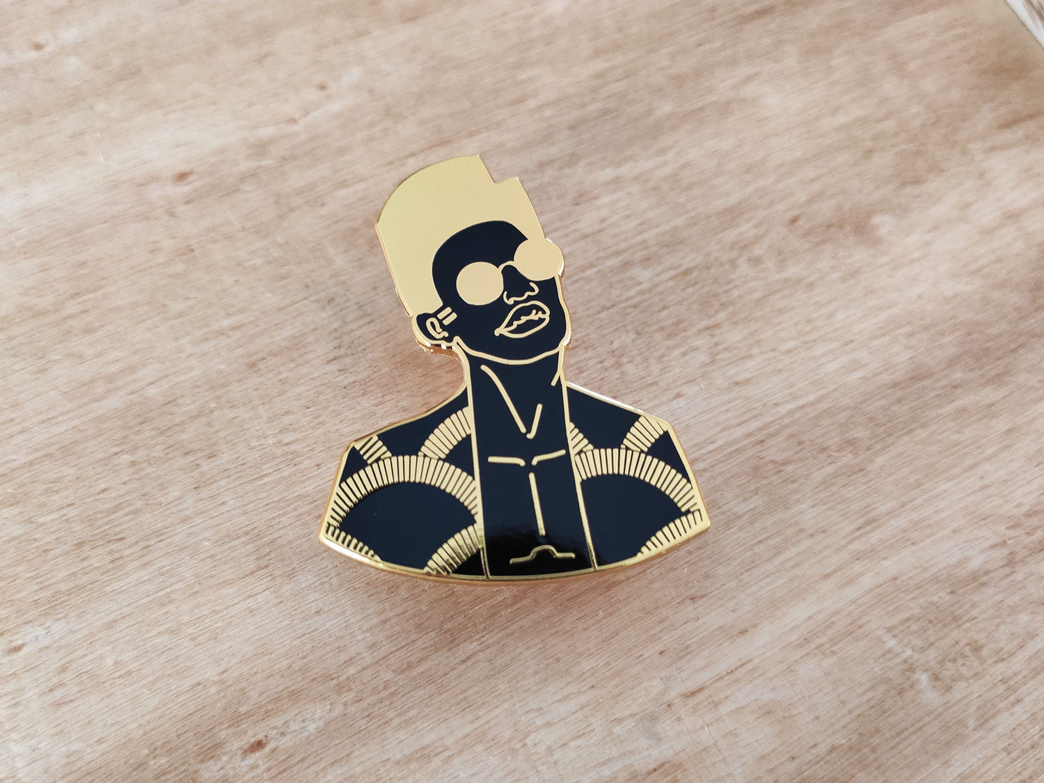 gold plated black man art pin by dorcascreates